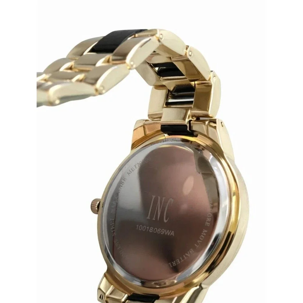 INC International Concepts Women's Marble Two-Tone Bracelet Watch